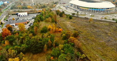 Zdjęcie lotnicze działki przy Pera Jonssona w okolicy stadionu Motoarena 