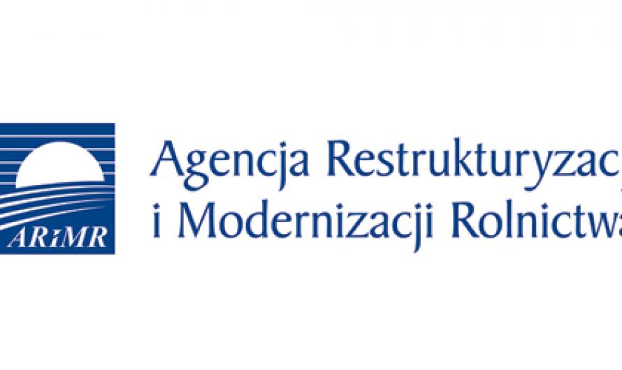 Logotyp Agencji Restrukturyzacji i Modernizacji Rolnictwa. Niebieskie litery na białym tle