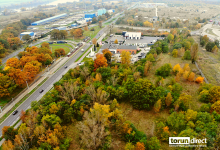 Zdjęcie przedstawia lotnicze ujęcie terenów przy Sz. Bydgoskiej