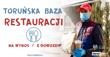 Grafika promująca Toruńską Bazę Restauracji na wynos/z dowozem 